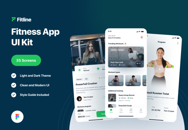 Fitline - Fitness & Workout App UI Kit