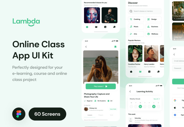 Lambda - E-Learning & Online Class App UI Kit