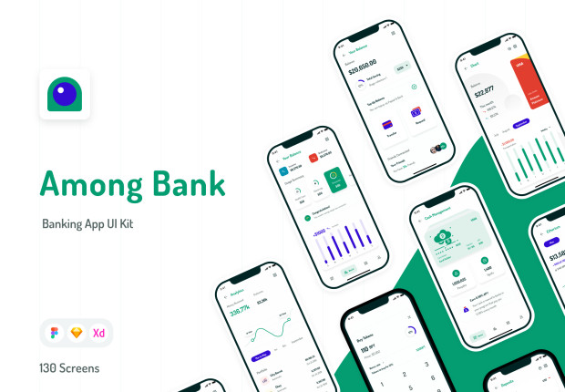AM Bank - Banking App with Light and Dark (120+ Screens)