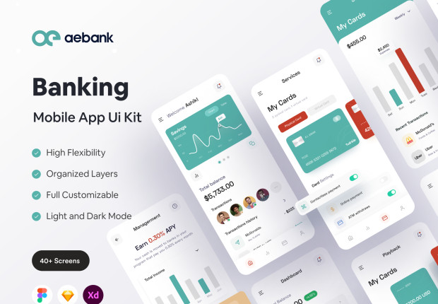 Aebank - FinTech Mobile App UI KIT