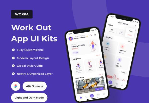 WORKA - Work Out App UI Kits - Fitness