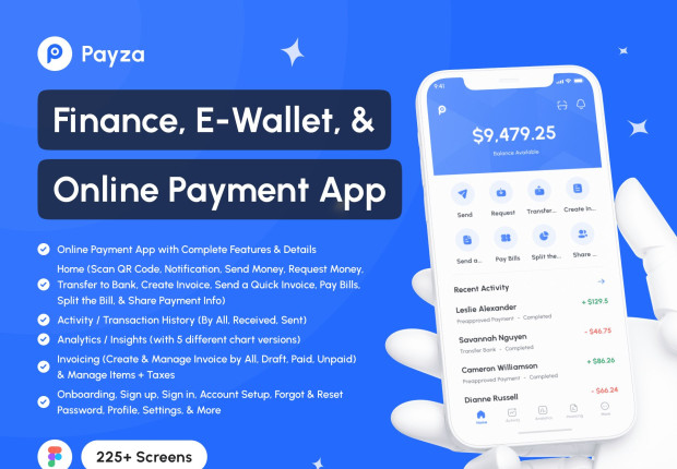 Payza - Finance, E-Wallet, & Online Payment App UI Kit