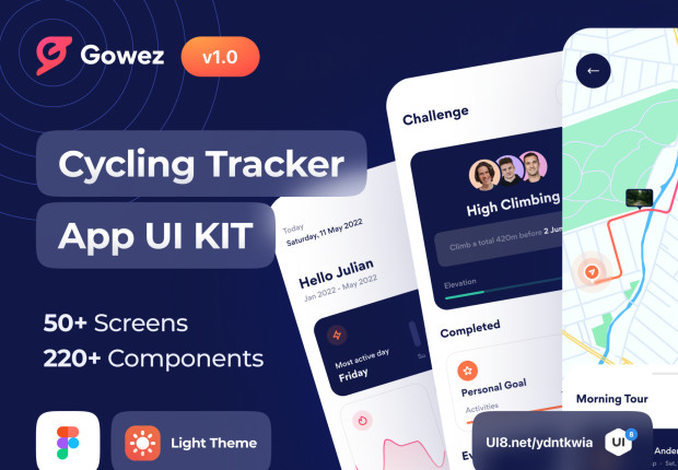 Gowez - Sport Cycling Tracker App UI Kit - Fitness