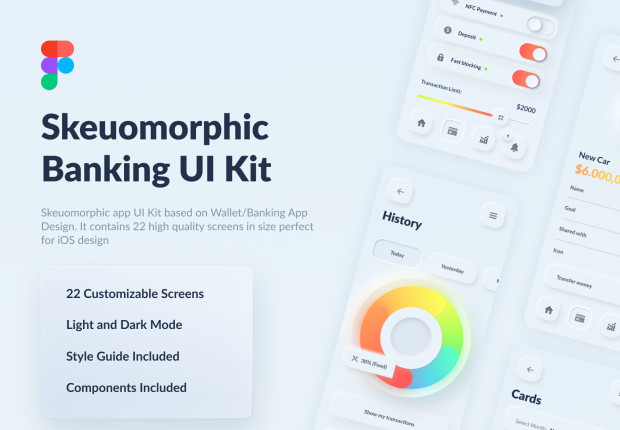 SKB - Skeuomorphic Banking App Figma UI Kit