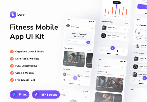 Lory - Fitness Mobile App UI Kit