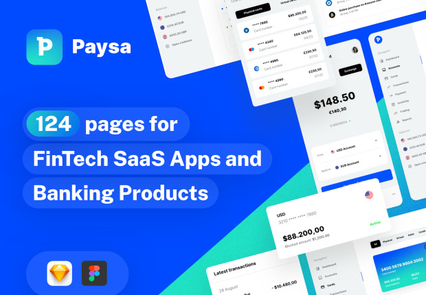PS - Figma UI kit for FinTech, Banking, and Finance Dashboard
