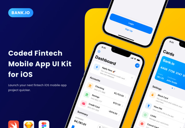 Bank.io - Fintech UI Kit for iOS 16